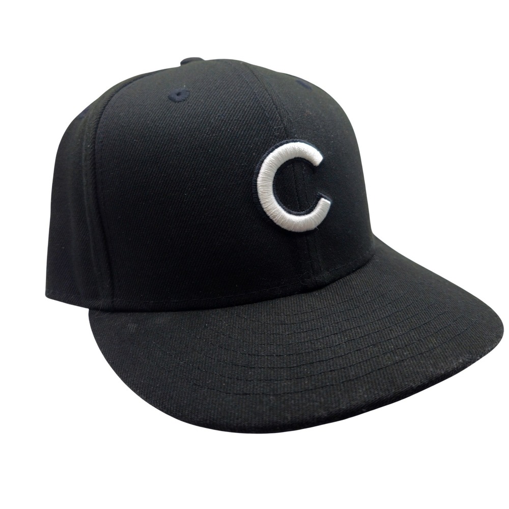 New Era 59FIFTY Chicago Cubs Black White Fitted Hat Size 7 3/8 MLB Baseball Cap - Picture 11 of 12